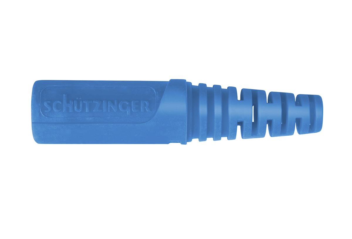 Schutzinger Blue Female Banana Coupler, 4 mm Connector, Solder Termination, 32A, 33 V ac, 70V dc, Nickel Plating