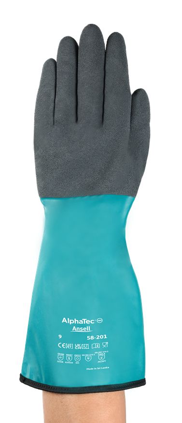 Ansell AlphaTec 58-201 Grey Acrylic Nitrile Work Gloves, Size 8, Nitrile Coating