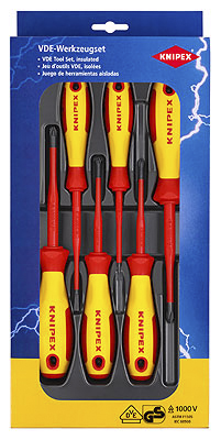 Knipex 00 20 12 V04 Slotted; Pozidriv; Phillips Insulated Screwdriver Set, 6-Piece