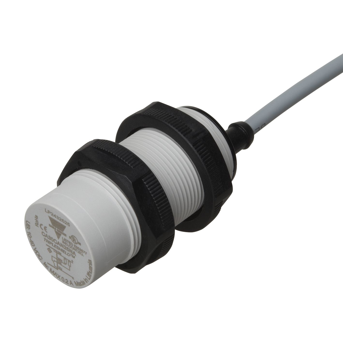 Carlo Gavazzi Capacitive Threaded Barrel Proximity Sensor, M30, 25 mm Detection, NPN NO+NC, 10 → 40 V dc