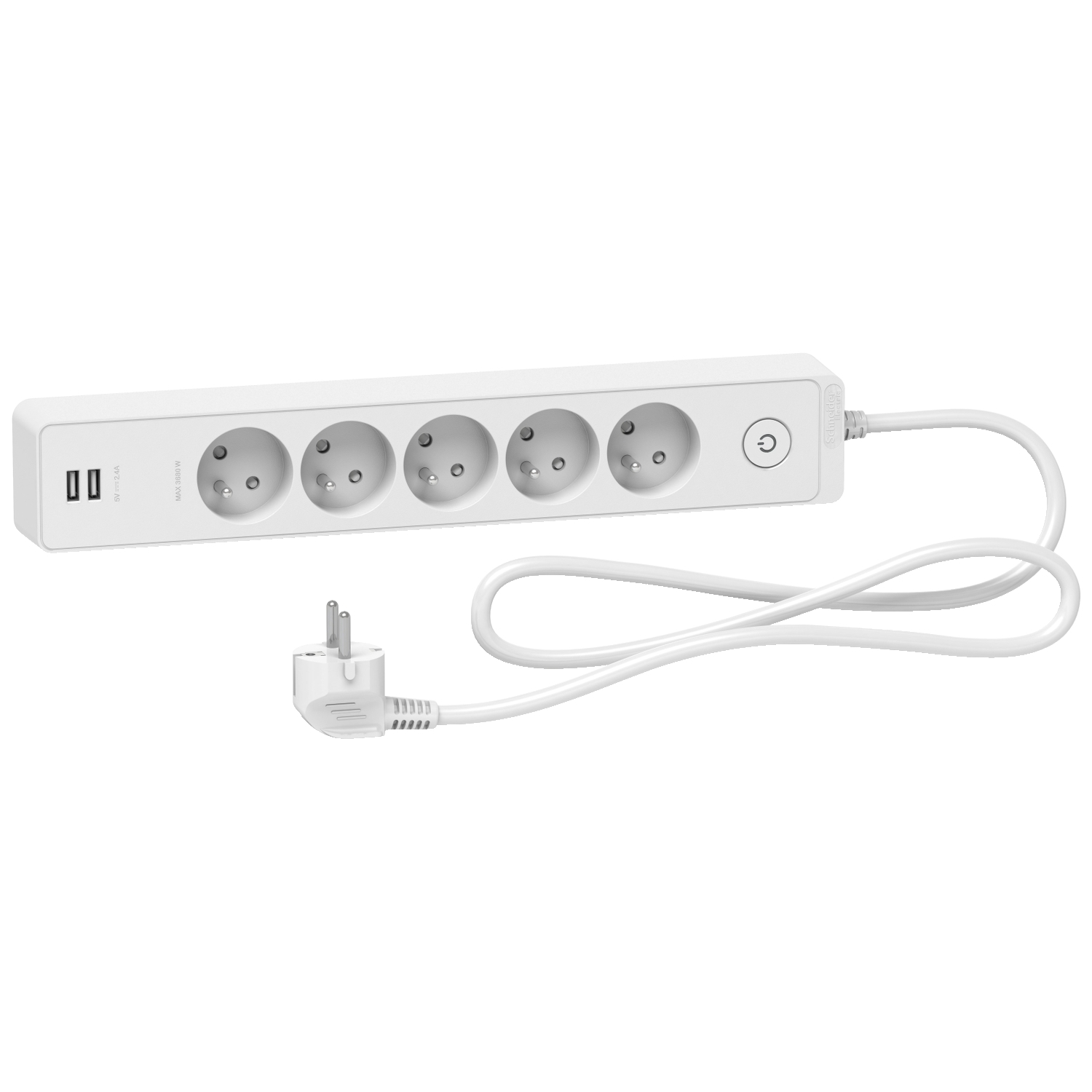 Schneider Electric French 2P 5 Gang Trailing Socket, 1.5m Cable, 16A, 250 V