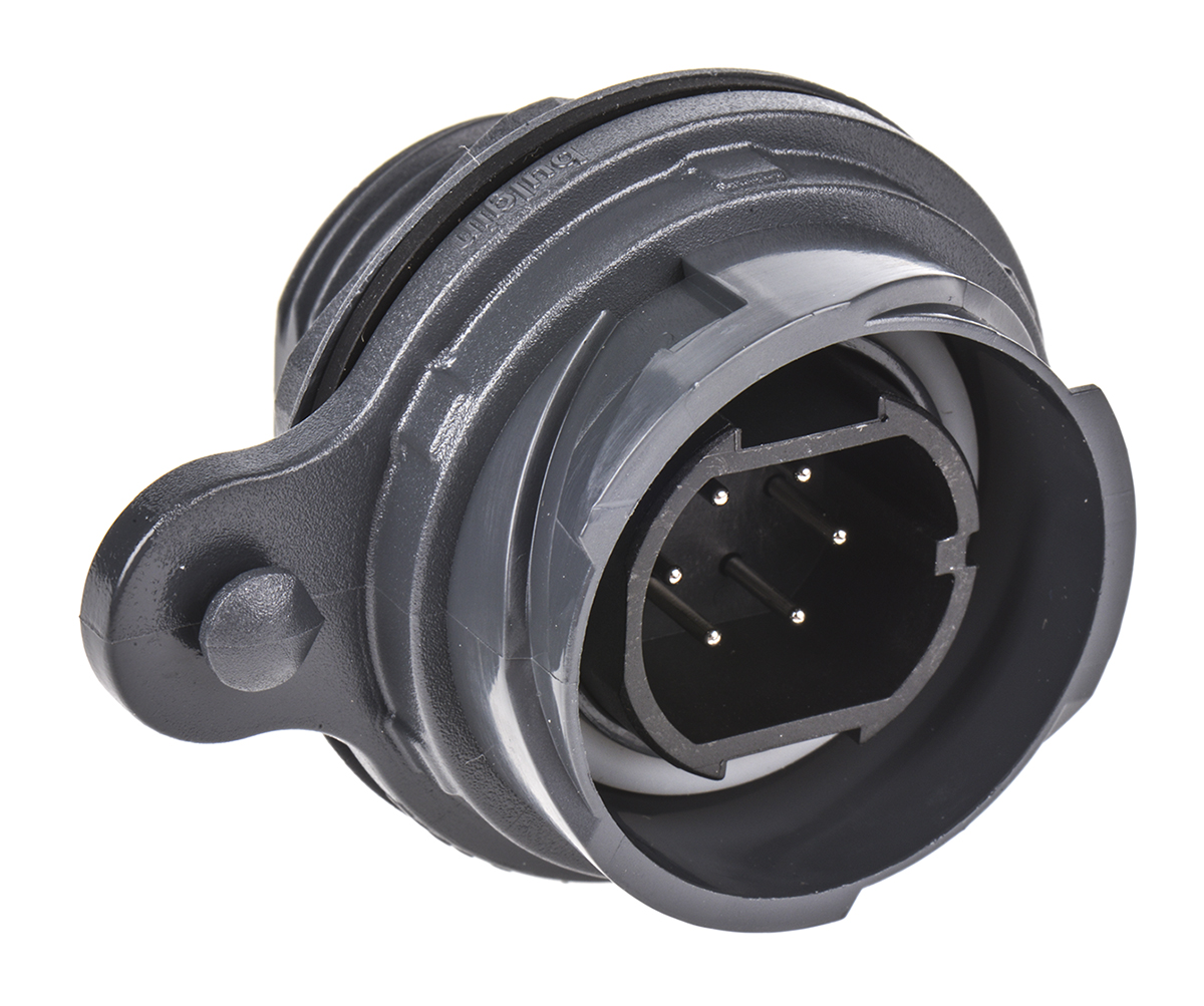 Bulgin Circular Connector, 6 Contacts, Front, Standard Connector, Plug, Male, IP66, IP68, IP69K, Buccaneer 7000 Series
