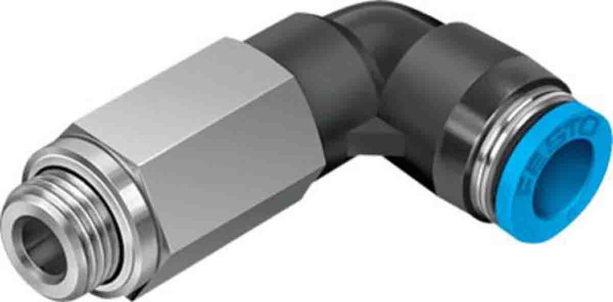 Festo Elbow Threaded Adaptor, G 1/8 Male to Push In 6 mm, Threaded-to-Tube Connection Style, 133016