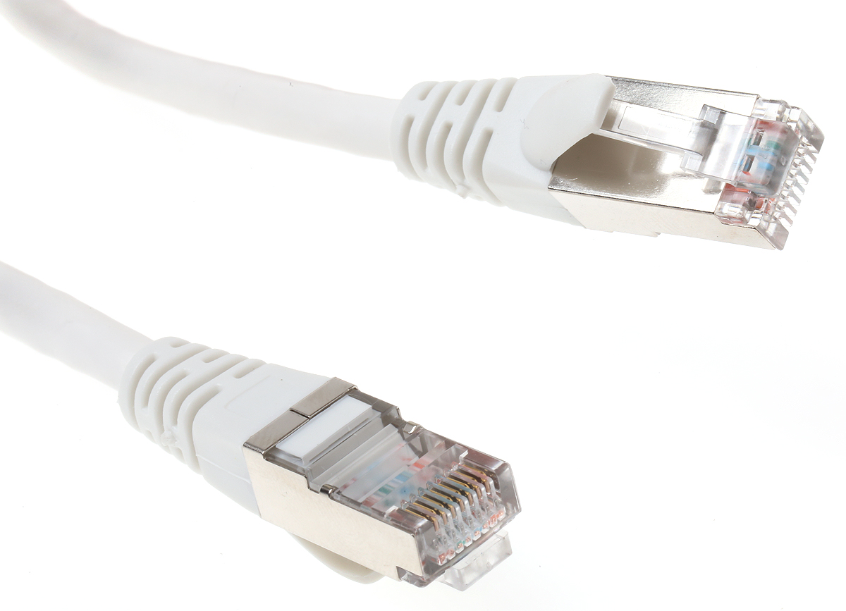 RS PRO, 2m Cat5e, White RJ45 to Male RJ45 Male, F/UTP Shielded, Terminated PVC Sheath