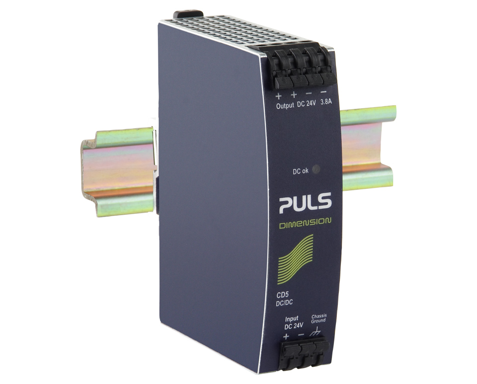 PULS CD5 DC-DC Converter, 24V dc/ 3.8A Output, 14.4 → 32.4 V dc Input, Wall Mount, +70°C Max Temp -25°C Min Temp