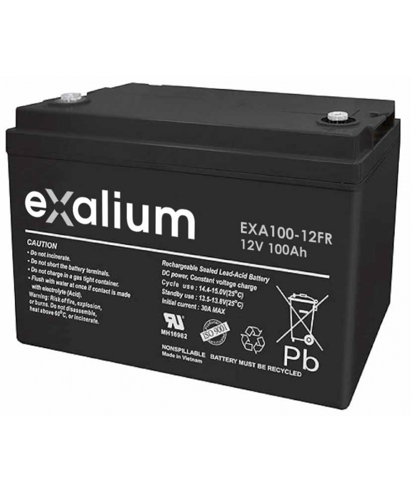 Exalium 12V M8 Lead Acid Battery, 100Ah