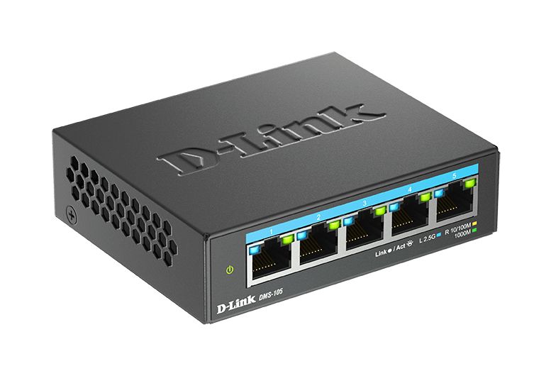 D-Link 5-Port 2.5G Multi-Gigabit Desktop Switch, Unmanaged 5 Port Gigabit Switch, UK