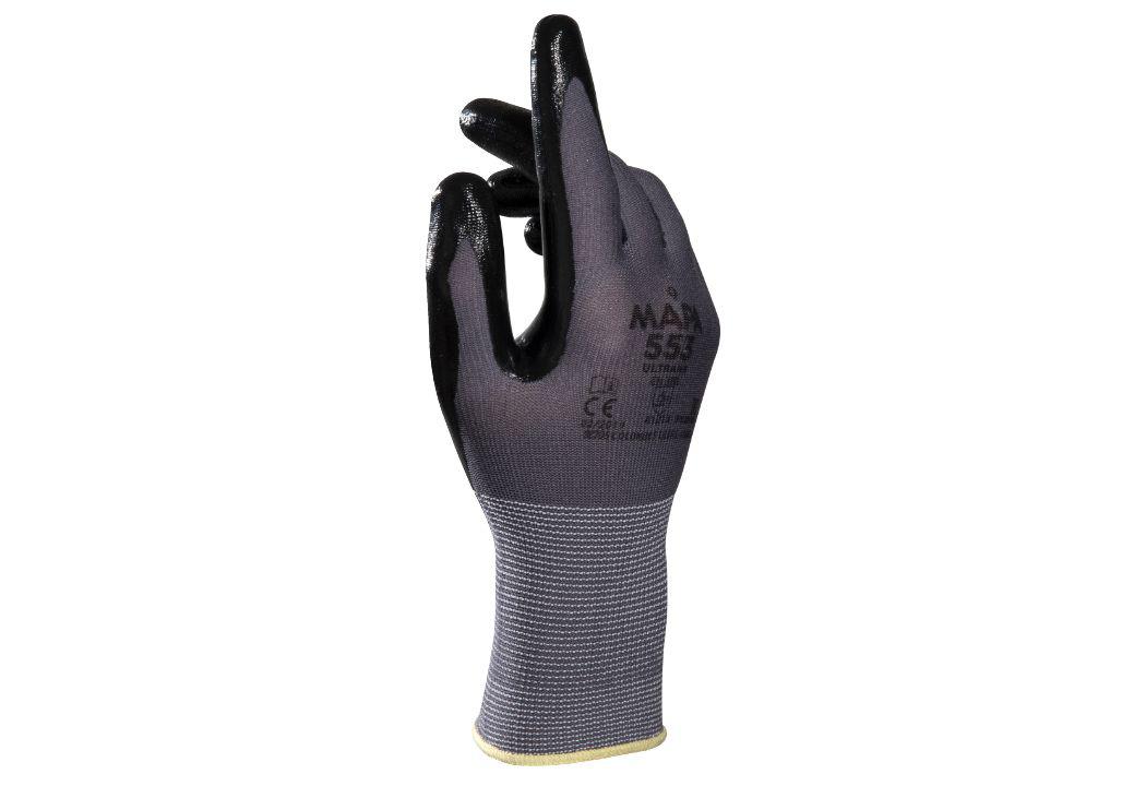 Mapa ULTRANE 553 Grey Nitrile Work Gloves, Size 9, Nitrile Coating
