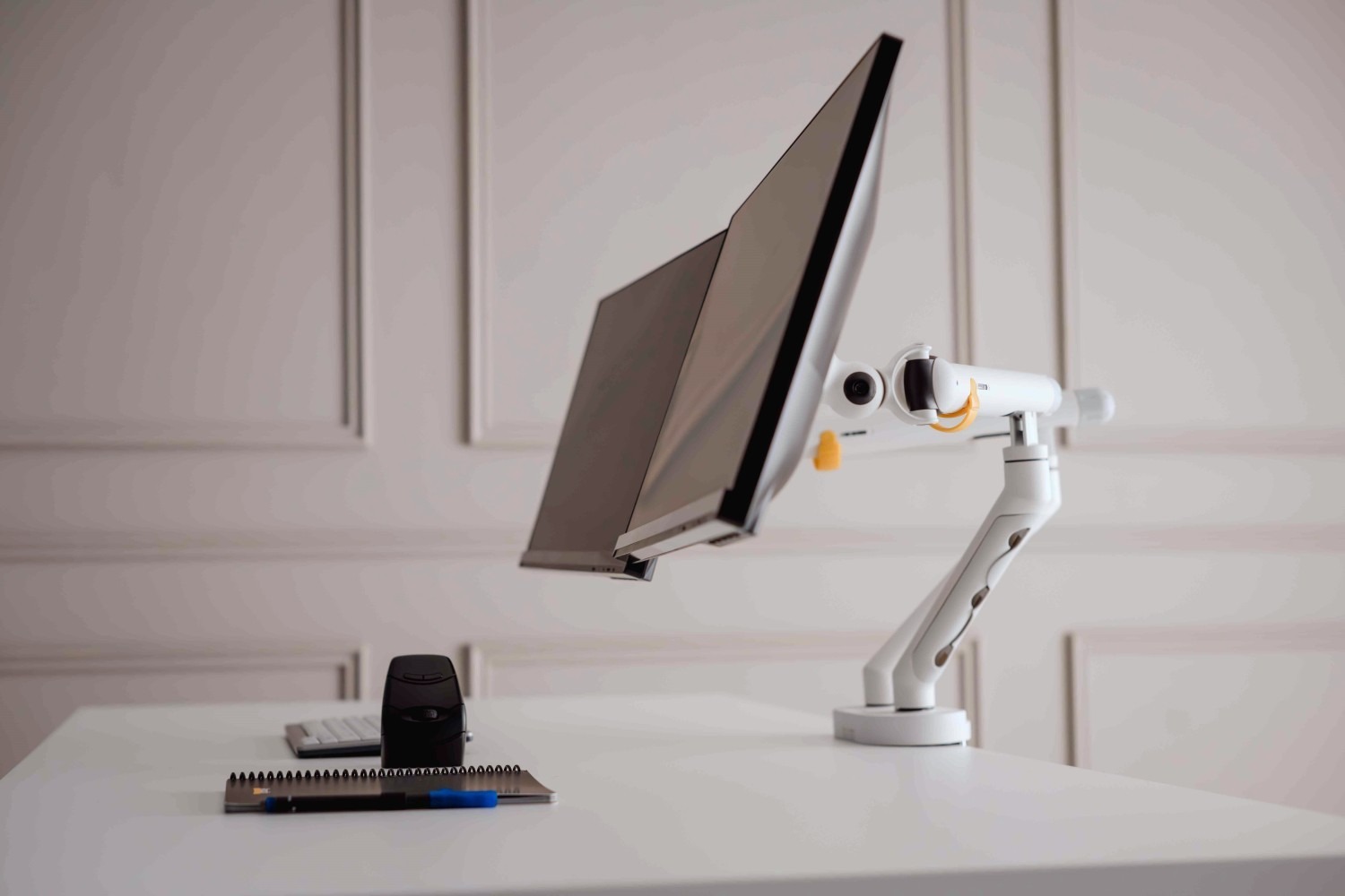 Bakker Elkhuizen Desk Clamp & Bolt-Through Mounting Monitor Arm for 2 x Screen, 35in Screen Size