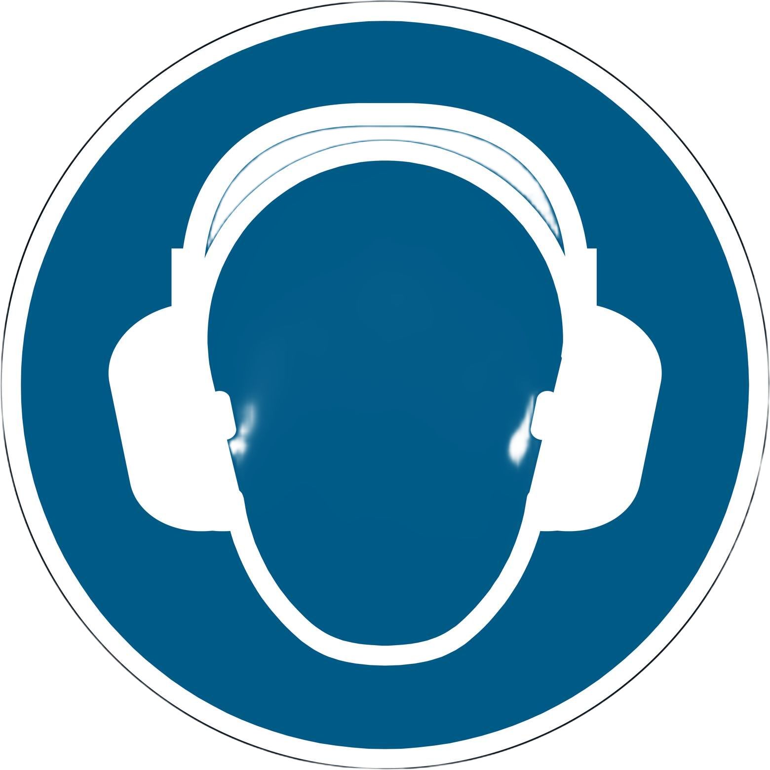 Durable Adhesive Film Floor Sticker Wear Ear Protection Sign With Pictogram Only Text