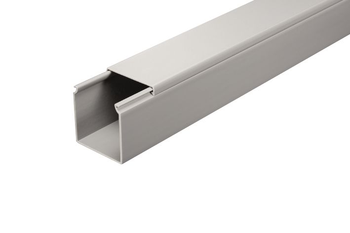 RS PRO Grey Cable Trunking, W50 mm x D50mm, L2m, PVC