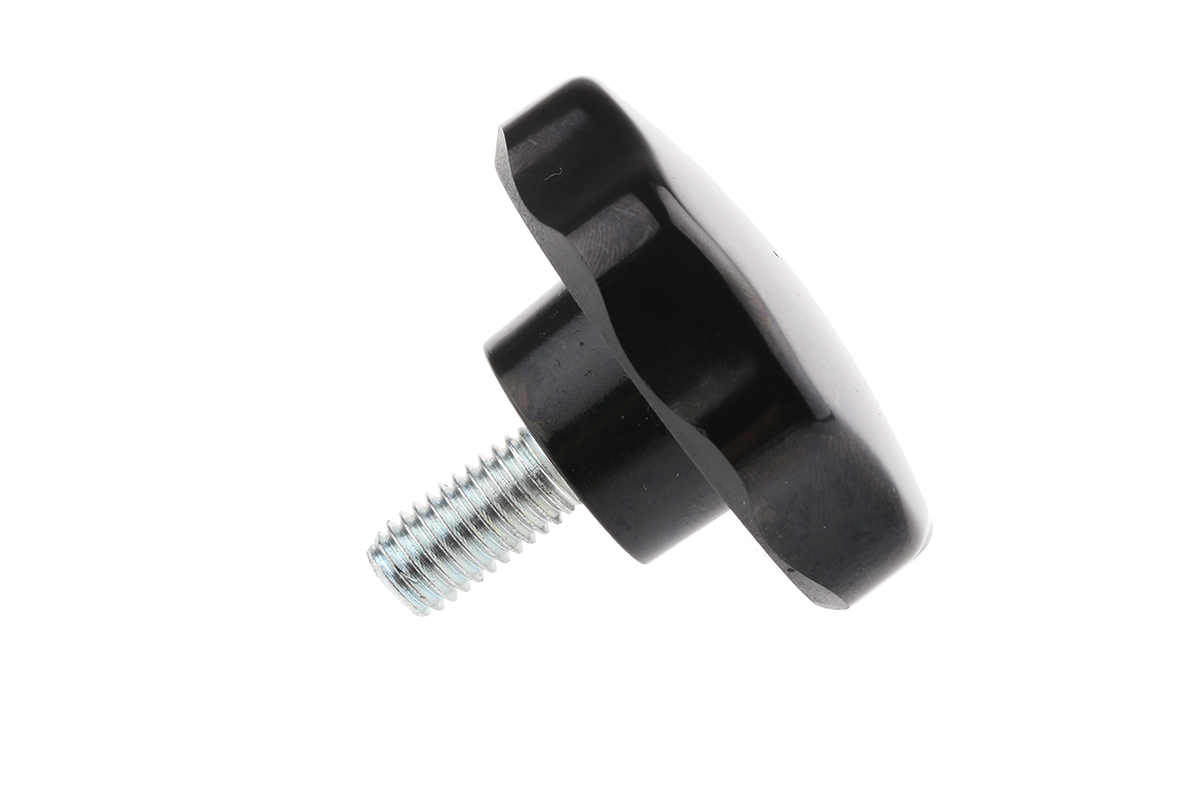 RS PRO Black Multiple Lobes Clamping Knob, M10, Threaded Stud