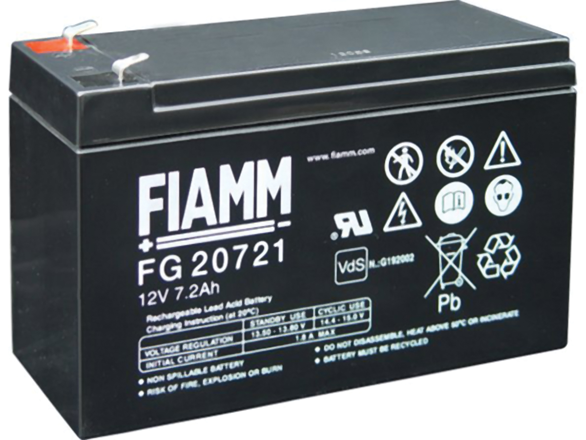 Fiamm 6V Faston F1 Sealed Lead Acid Battery, 7.2Ah