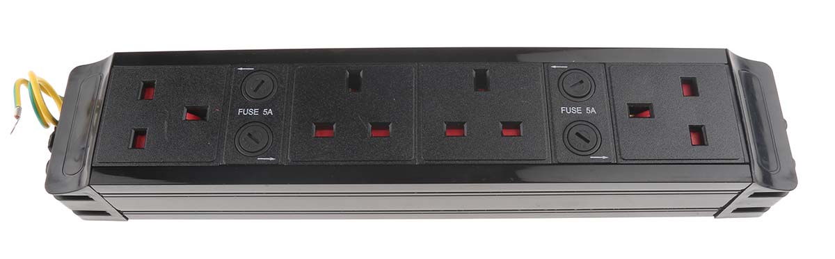 RS PRO Type G - British 4 Gang Power Distribution Unit, 0.15m Cable, Fused