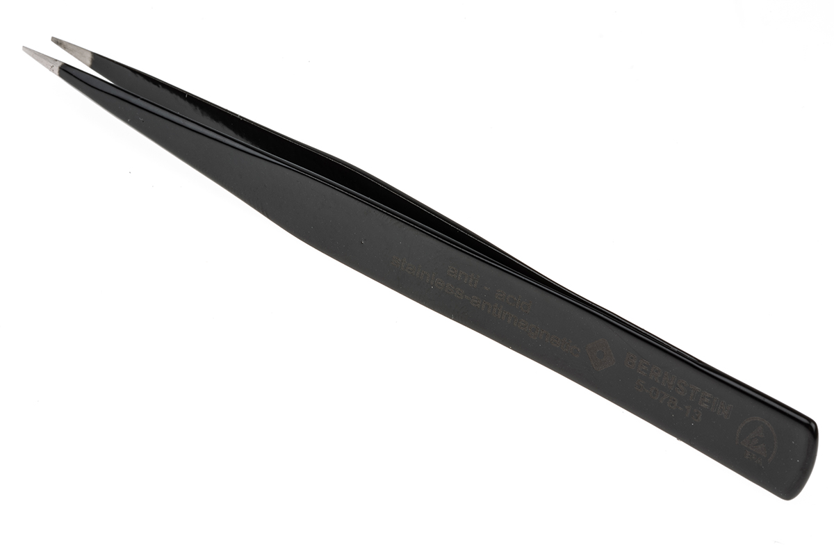 Bernstein 130 mm, Stainless Steel, Chisel, ESD Tweezers