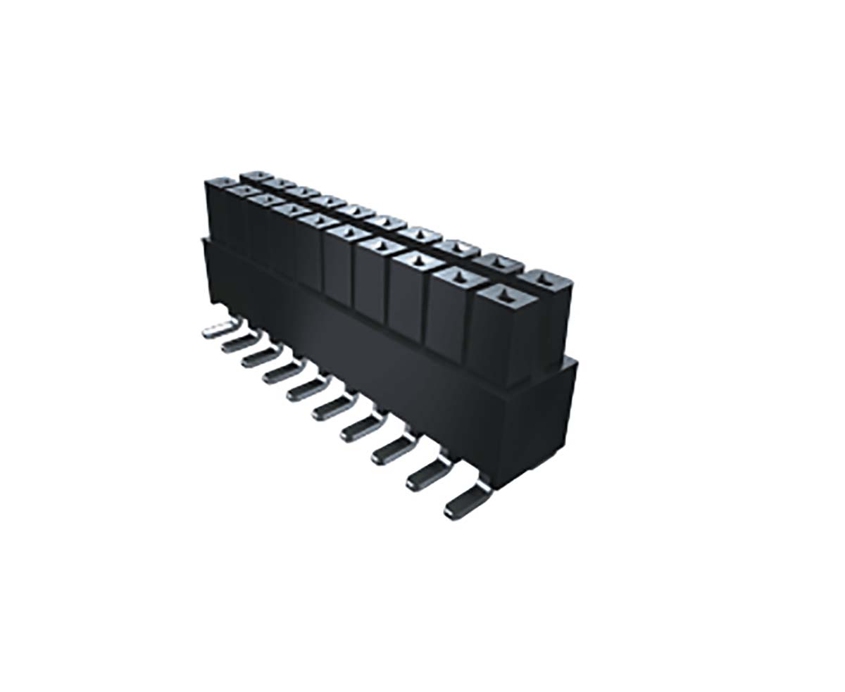 Samtec IPS1 Series Right Angle Through Hole Mount PCB Socket, 40-Contact, 2-Row, 2.54mm Pitch, Solder Termination