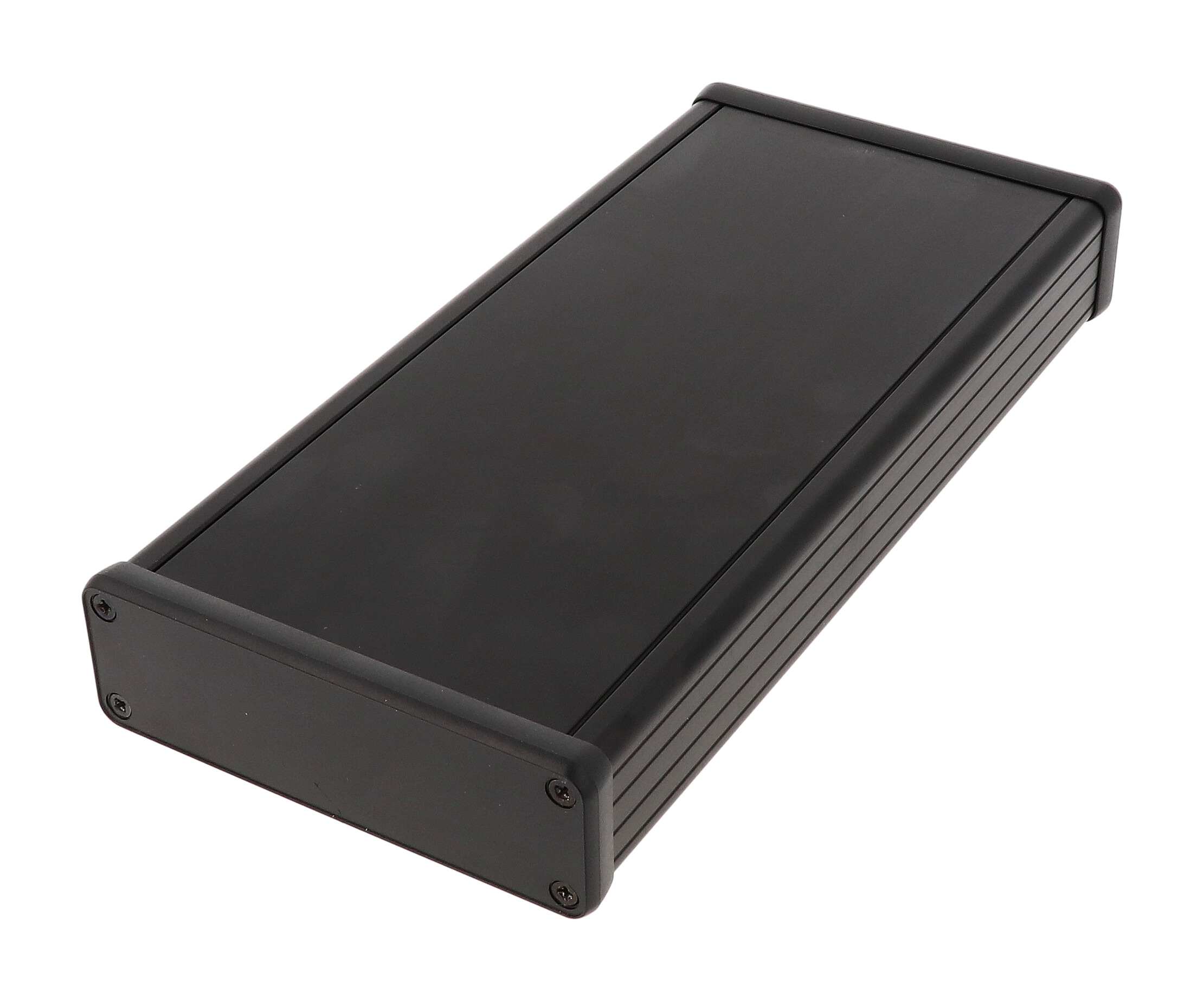 Hammond 1455 Series Black Extruded Aluminium Enclosure, IP54, Black Lid, 220 x 103 x 31mm