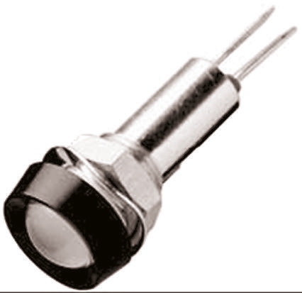 Oxley White Panel Mount Indicator, 8mm Mounting Hole Size, Lead Wires Termination