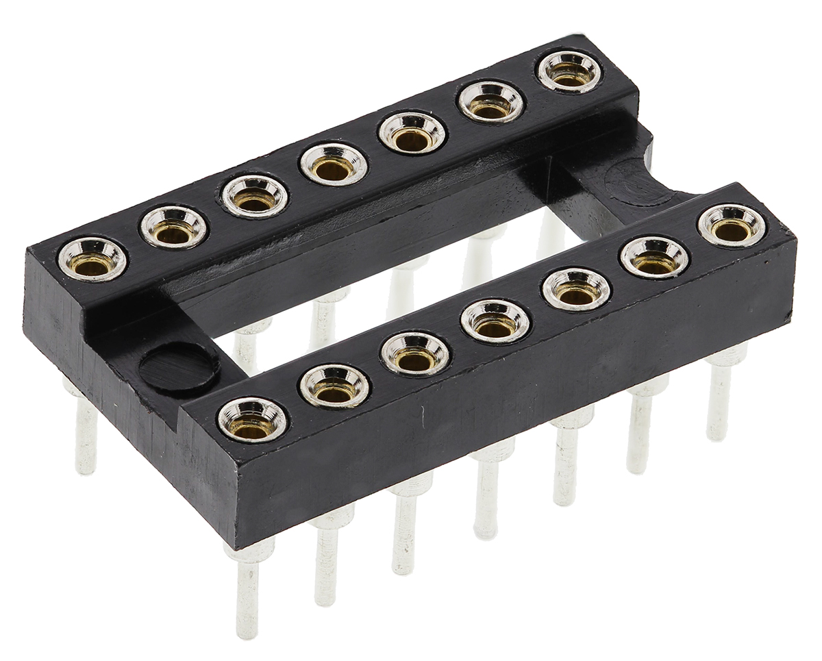 ASSMANN WSW 2.54mm Pitch Vertical 14 Way, Through Hole Turned Pin Open Frame IC Dip Socket, 3A