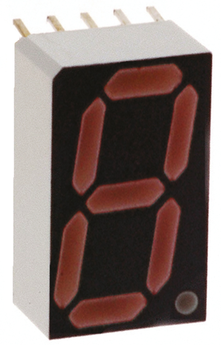 HDSP-H151 Broadcom 7-Segment LED Display, CA Red 16 mcd RH DP 14.2mm