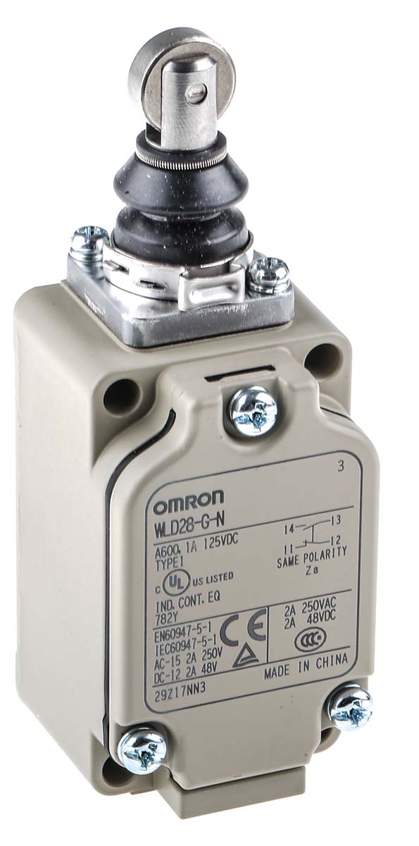 Omron WL Series Roller Plunger Limit Switch, NO/NC, IP67, SPST, 500V ac Max, 10A Max