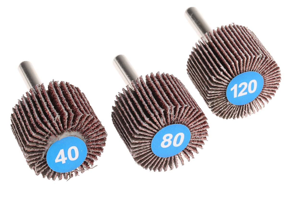 RS PRO Aluminium Oxide Flap Wheel, 30mm Diameter, P40, P80, P120 Grit