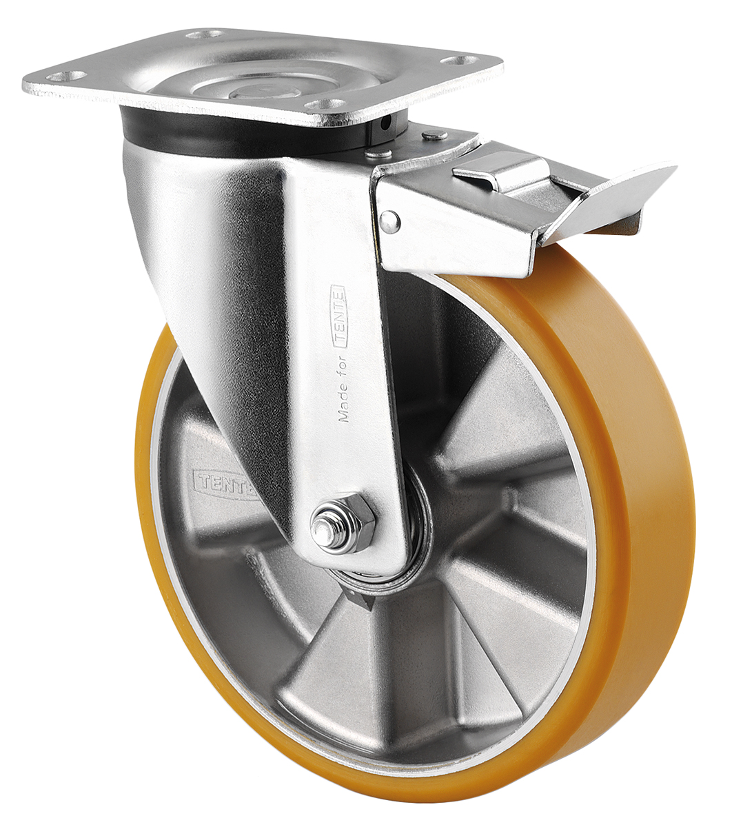 Tente Braked Swivel Castor Wheel, 600kg Capacity, 200mm Wheel