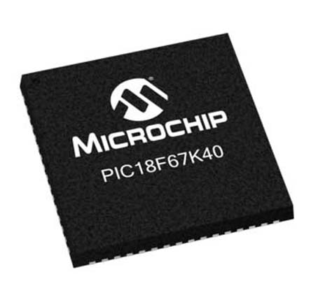 Microchip PIC18LF67K40-I/MR, 8 bit PIC, PIC18LF67K40 Microcontroller, 64 MHz, 128kB FLASH, 64-Pin QFN