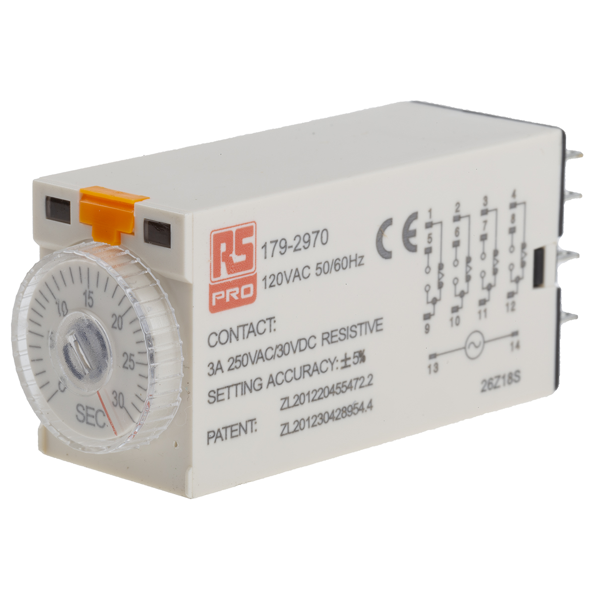 RS PRO Plug In Timer Relay, 110V ac, 4-Contact, 1 → 30s, 1-Function, 4PDT
