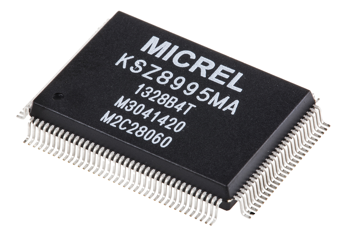 Microchip KSZ8995MA, Ethernet Switch IC, 10Mbps MII, SNI, 1.8 V, 2.5 V, 3.3 V, 128-Pin PQFP