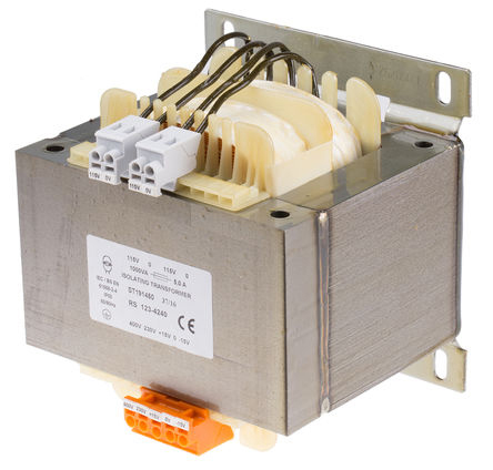 RS PRO 1000VA 2 Output Chassis Mounting Transformer, 2 x 115V ac, IEC 61558-2-4
