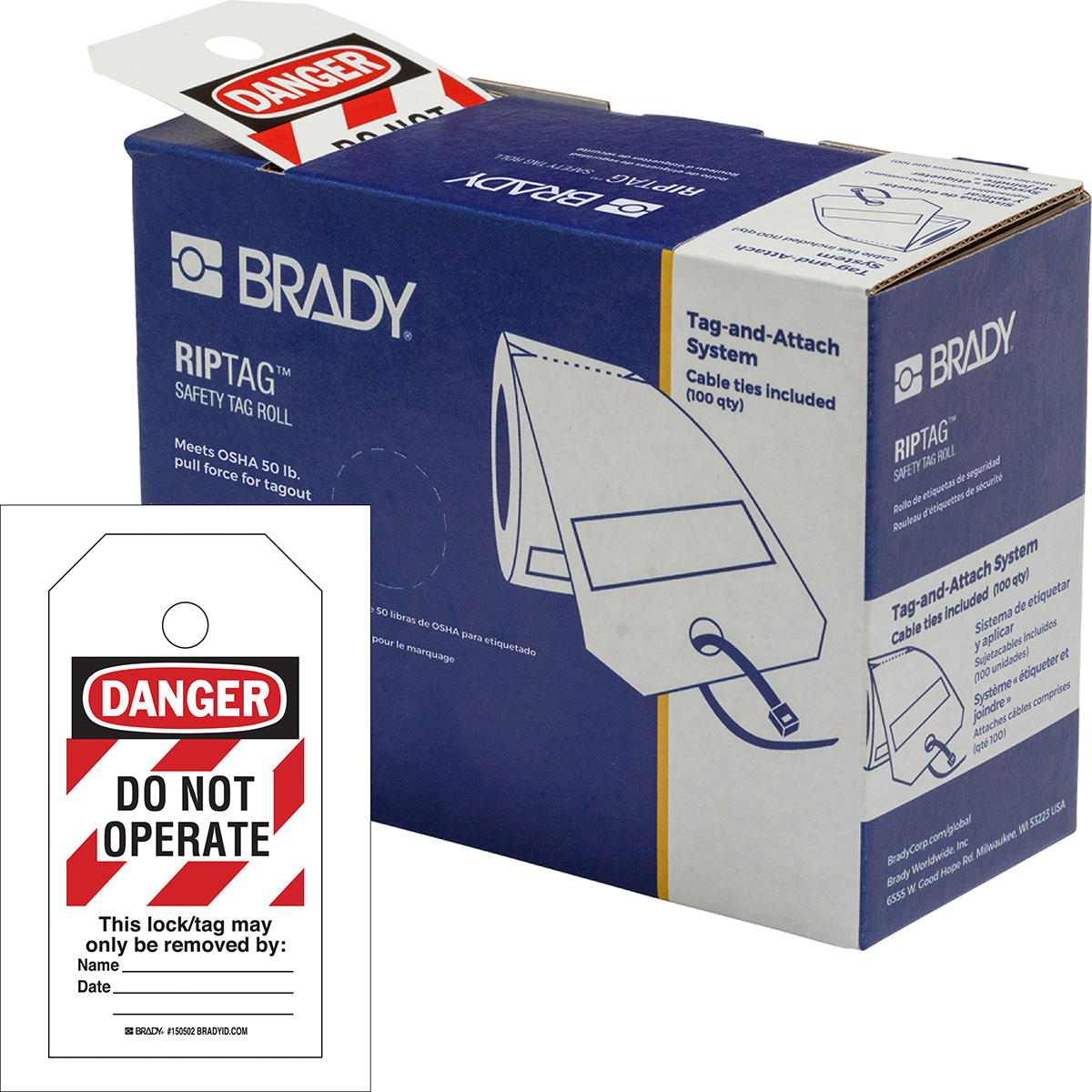 Brady White on Red Safety Prohibition Tag, English Language, 100 per Pack
