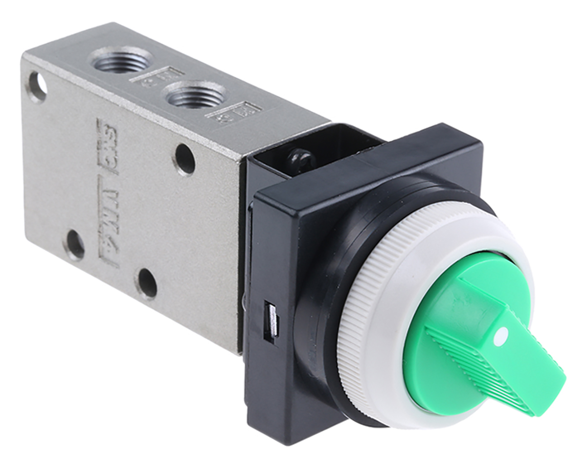 SMC Twist Selector 3/2 Pneumatic Manual Control Valve VM400 Series, Rc 1/8, 1/8in, III B