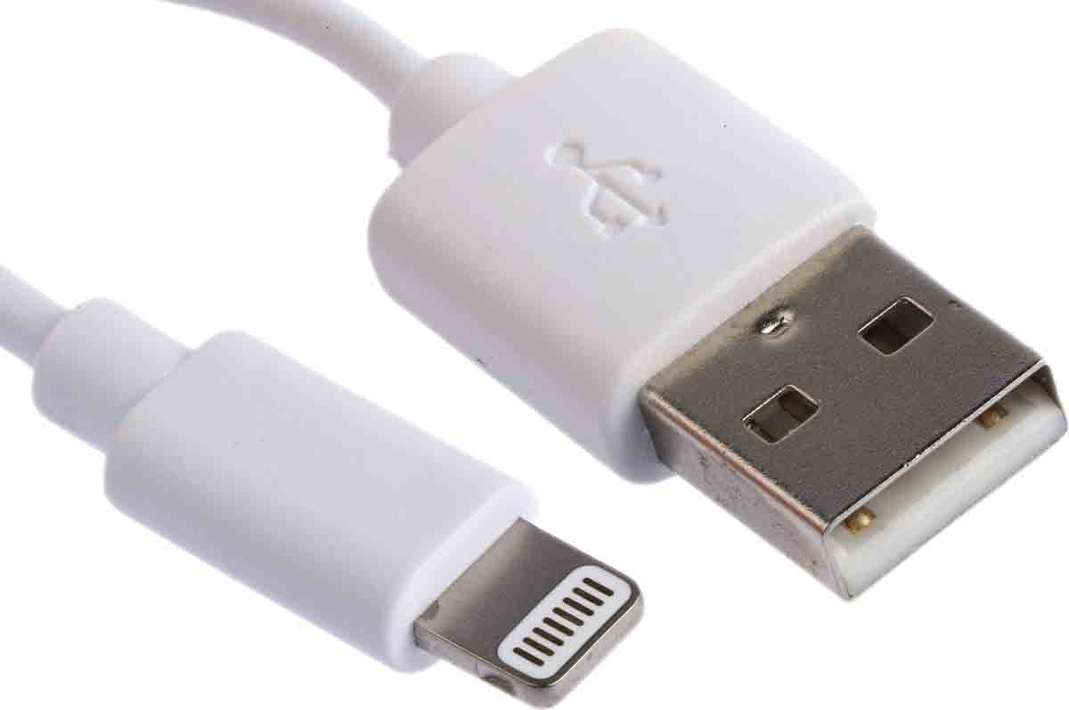 RS PRO USB 2.0, Male USB A to Male Lightning, 1m