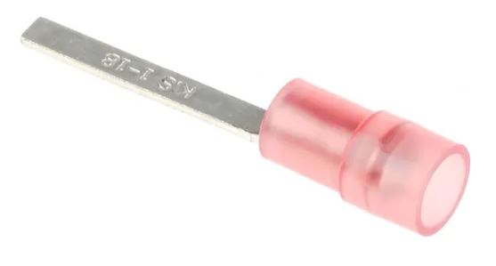 RS PRO Insulated Crimp Blade Terminal 18mm Blade Length, 0.5mm² to 1.5mm², 22AWG to 16AWG, Red