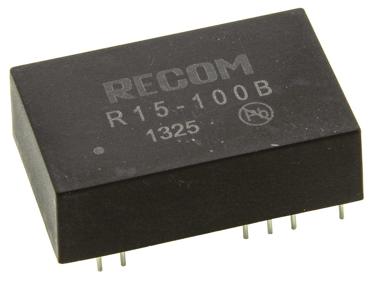 Recom R15 DC-DC Converter, 55 → 135V dc/ 50mA Output, 14 → 17 V dc Input, 5W, Through Hole, +70°C Max
