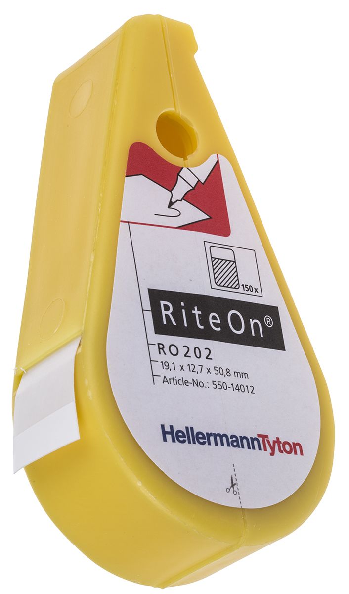 HellermannTyton RiteOn Adhesive Cable Marker Kit, 6 → 12mm Cable, 550-14012 RO202-1401-CL/WH