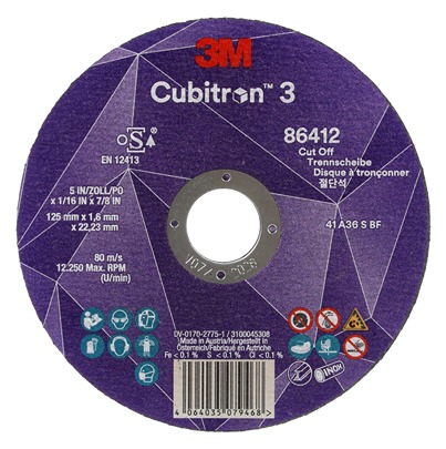 3M 90230 Ceramic Cutting Disc, 75mm x 1mm Thick, 60+ Grade, 25 in pack