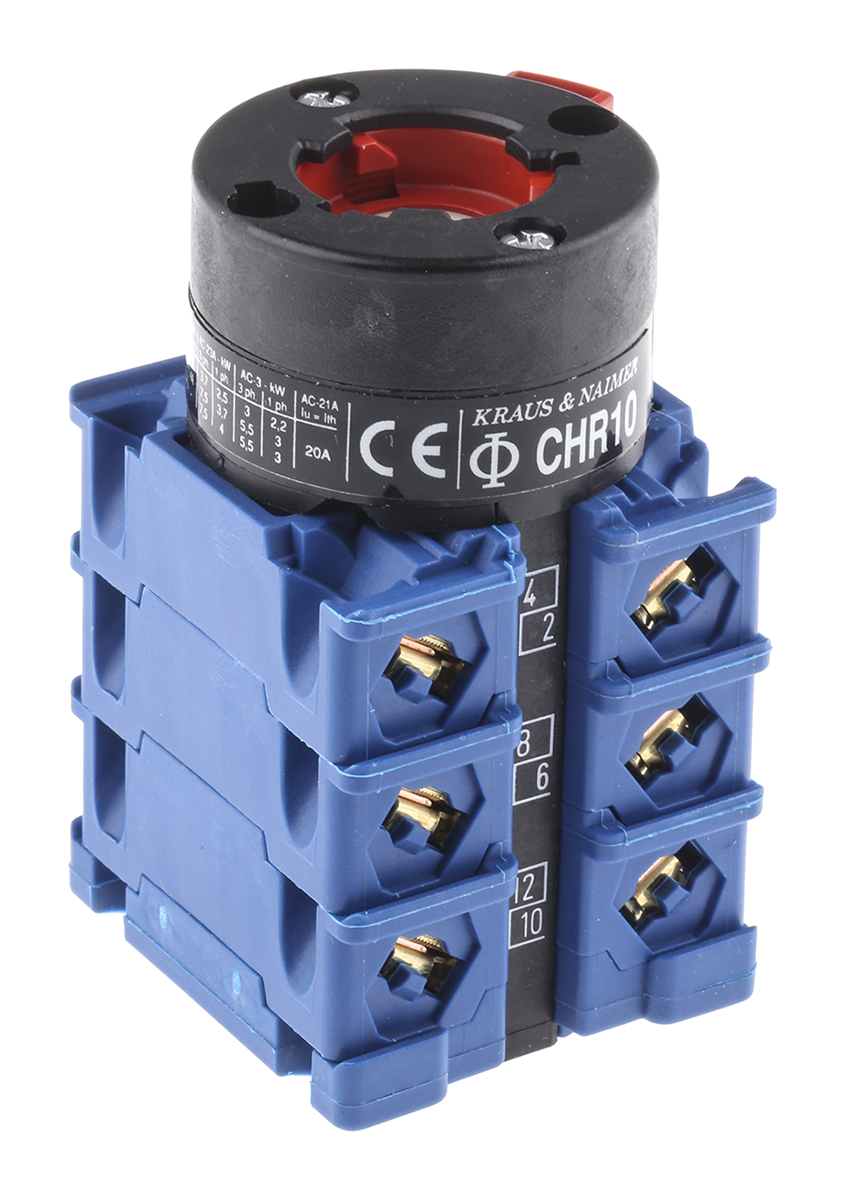 Kraus & Naimer, 3P 3 Position 60° Double Throw Cam Switch, 20A