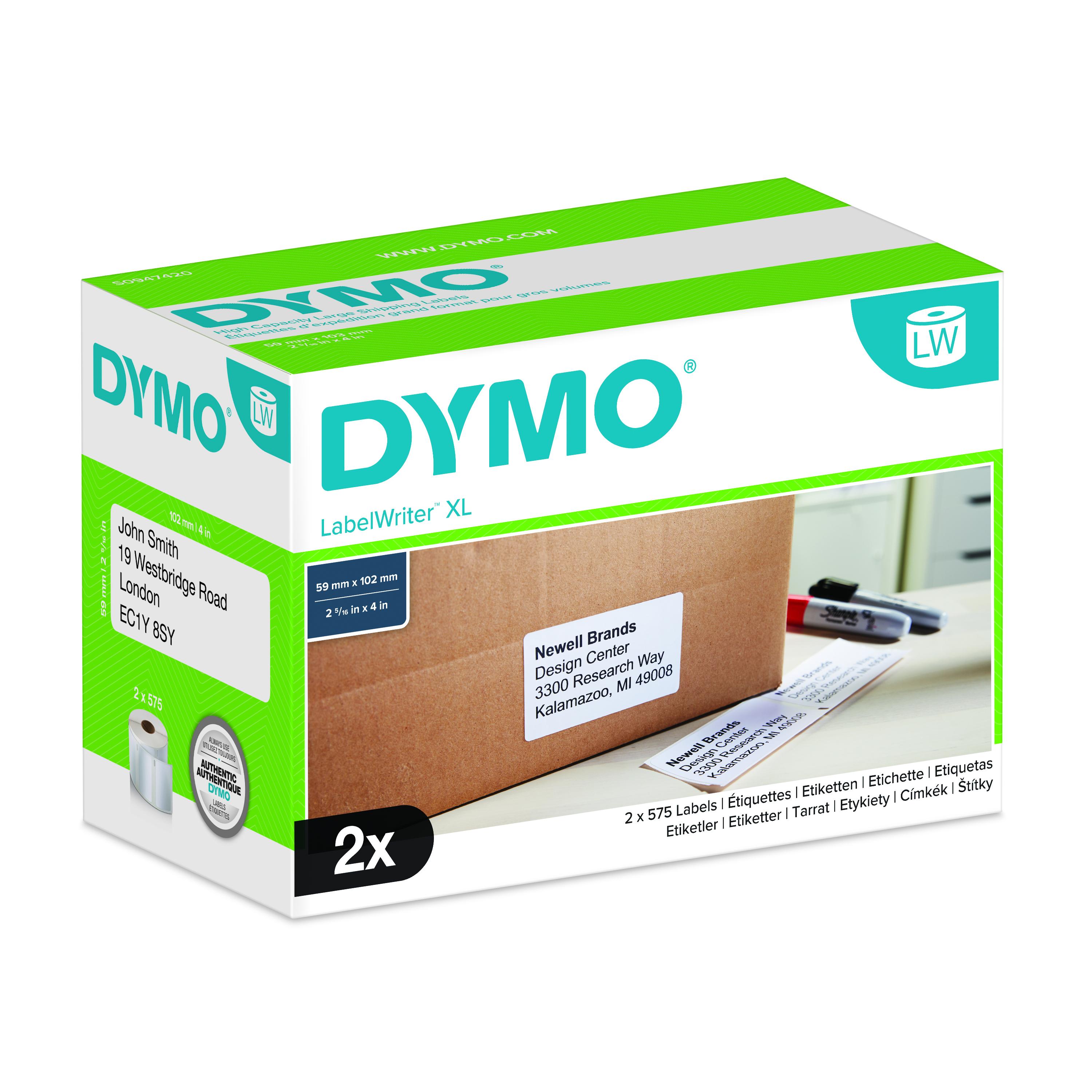 Dymo White Black Print Label Roll, 102mm Width, 59mm Height, 575Per Roll Qty