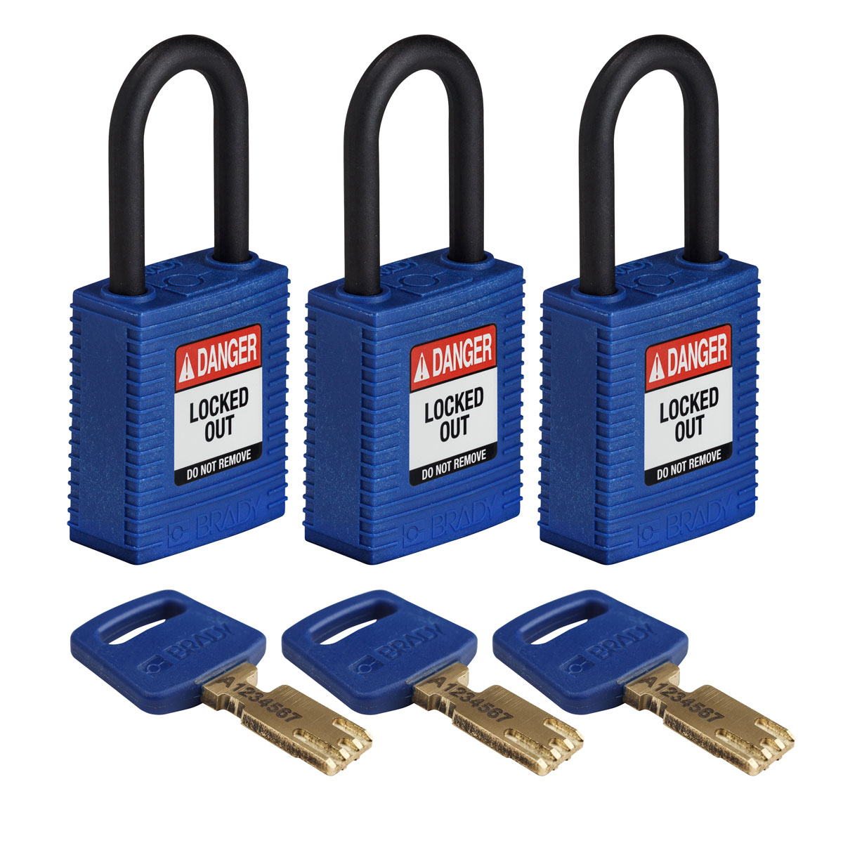 Brady LOTO-101 Key Weatherproof Nylon, Plastic Padlock, Keyed Alike, 6.35mm Shackle, 38.00mm Body