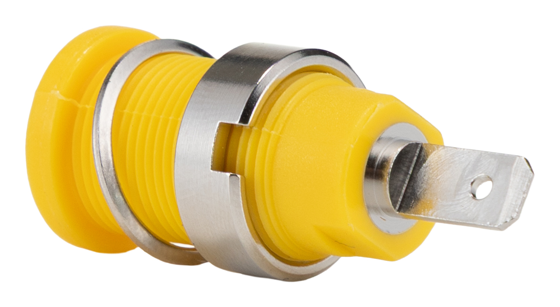 RS PRO Yellow Female Banana Socket, 4 mm Connector, Tab Termination, 24A, 1000V, Nickel, Tin Plating