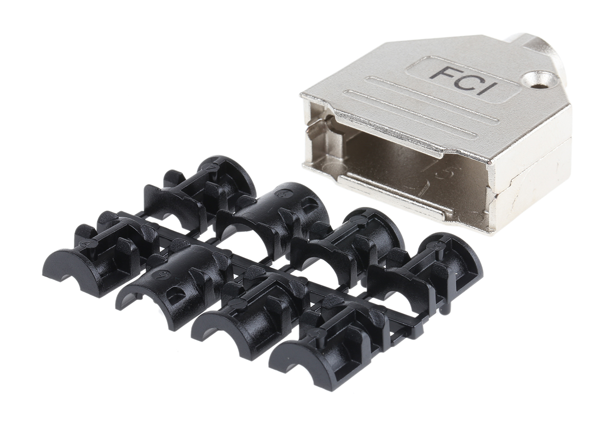 Amphenol Communications Solutions 8655MH Series Die Cast Zinc D Sub Backshell, 15 Way, Strain Relief