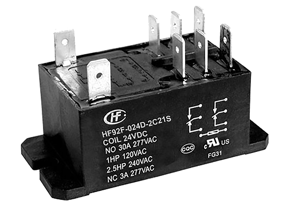 Hongfa Europe GMBH Flange Mount Power Relay, 24V dc Coil, 30A Switching Current, DPDT