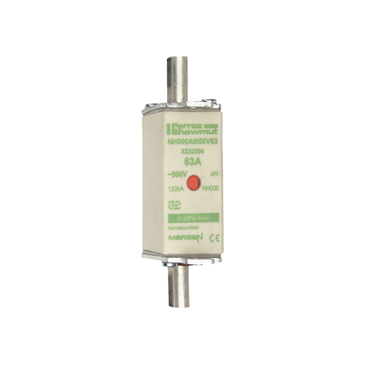 Mersen 63A NH Fuse, NH000, 500V ac