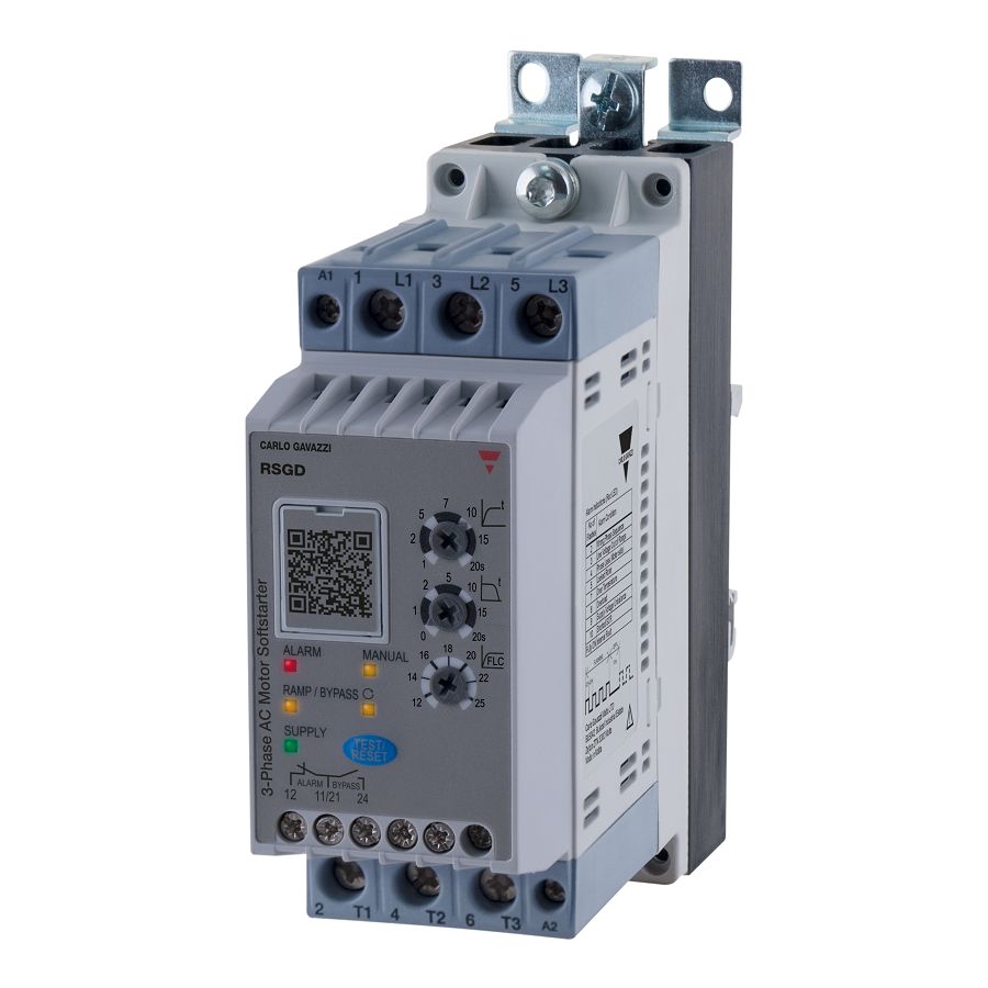 Carlo Gavazzi RSGD Soft Starter, 25 Amps, 400 V, 3 Phase, IP20