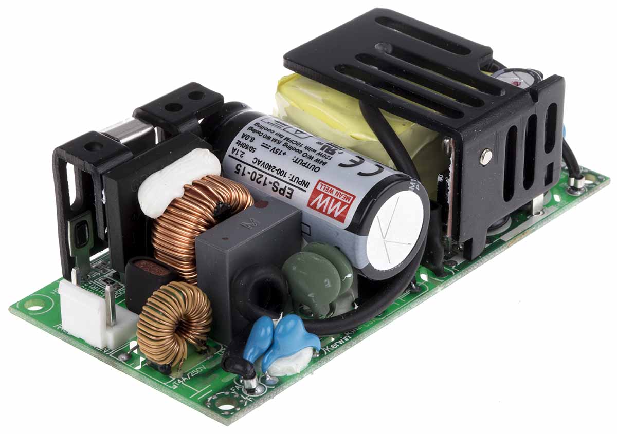 MEAN WELL Switching Power Supply, EPS-120-15, 15V dc, 8A, 84W, 1 Output, 113 → 370 V dc, 80 → 264 V ac
