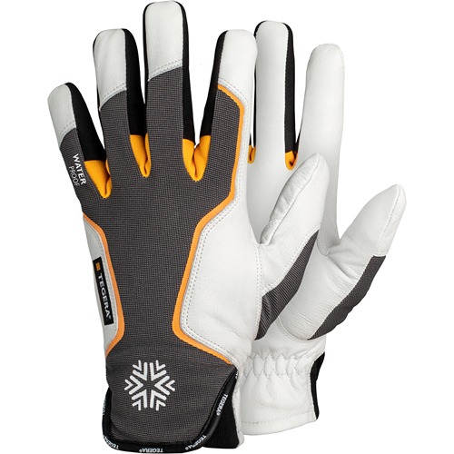 Tegera TEGERA Grey, White Leather Work Gloves, Size 7