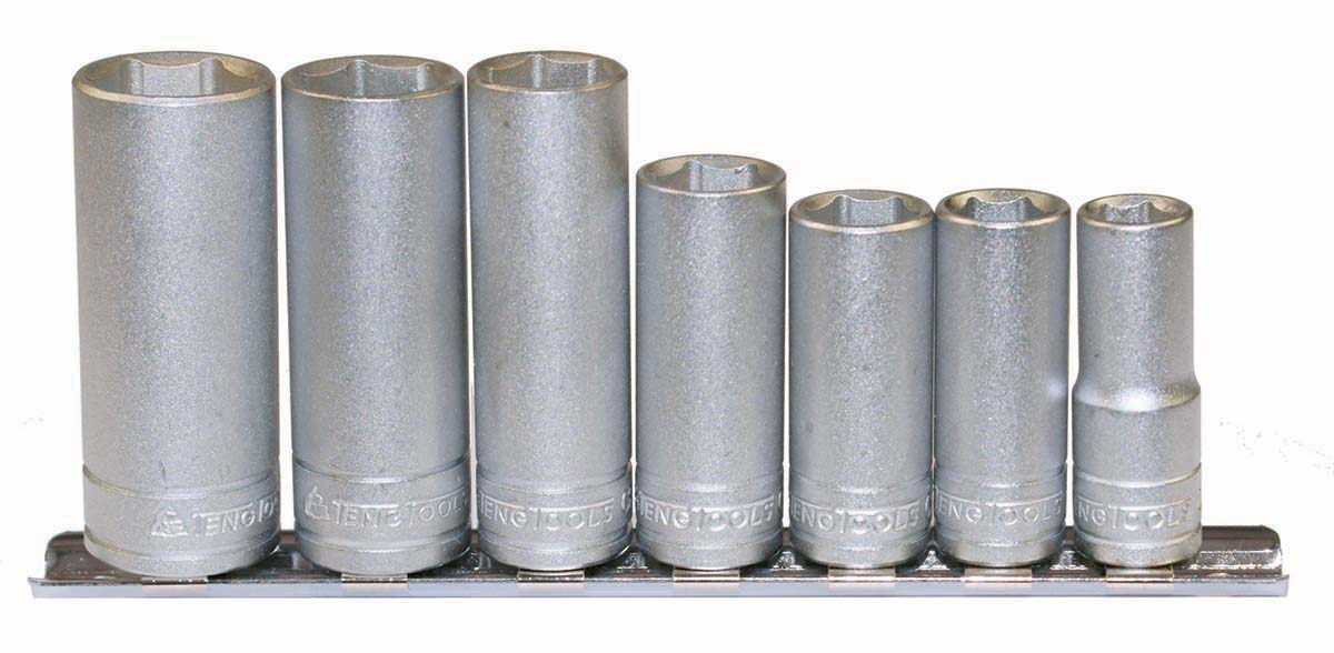 Teng Tools 7-Piece Metric 3/8 in Deep Socket Set , 6 point