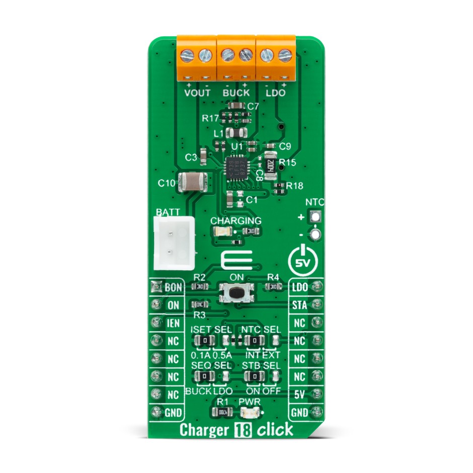 MikroElektronika Charger 18 Click Battery Charger for LTC3553 for mikroBUS Socket